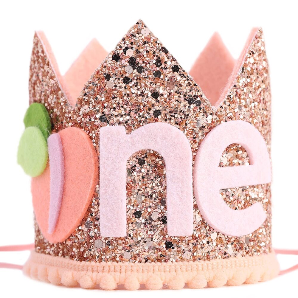4716 Birthday Crown First Birthday Party, Peach Costume Headwear